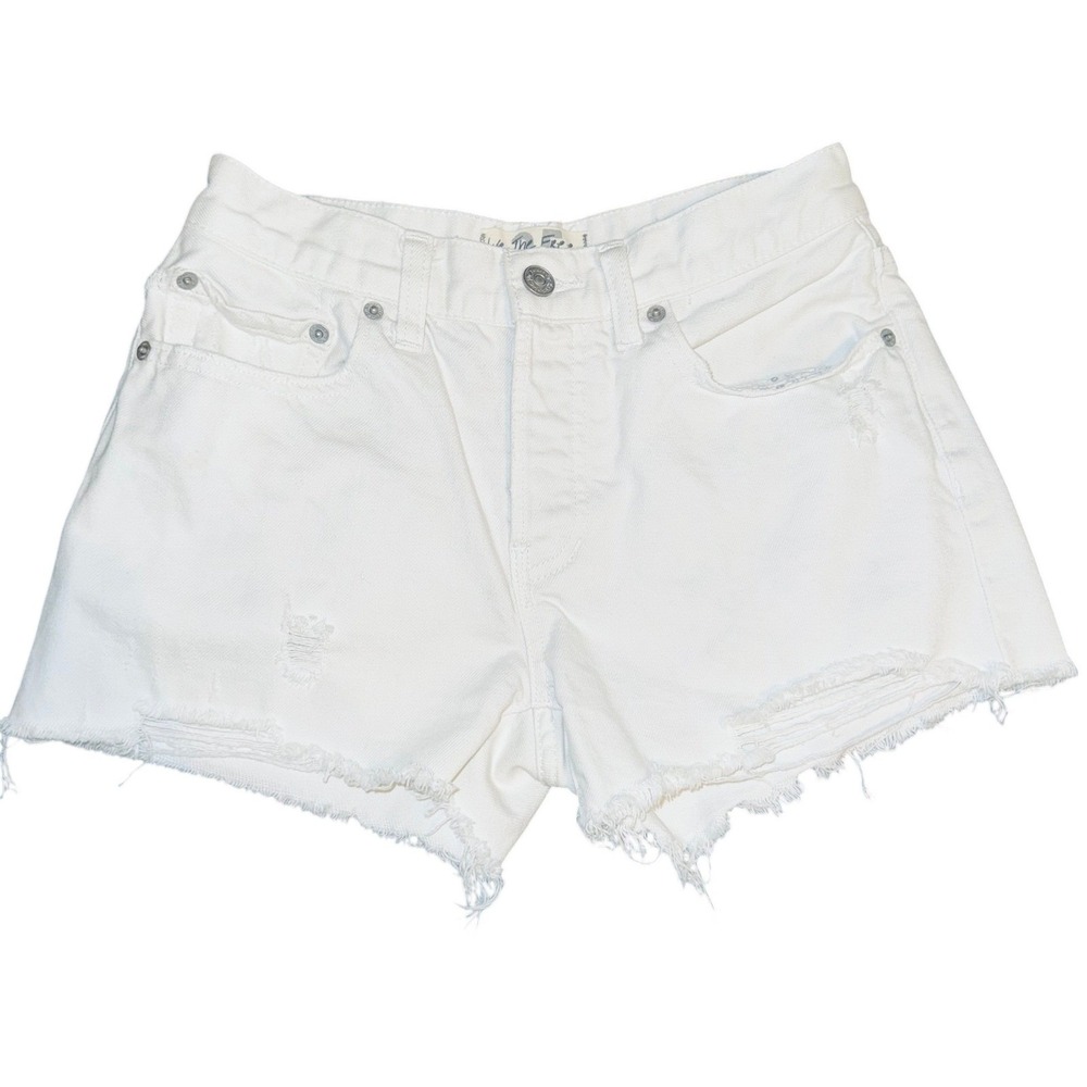 159 | We The Free Distressed Cutoff Denim Shorts White Womens 25
